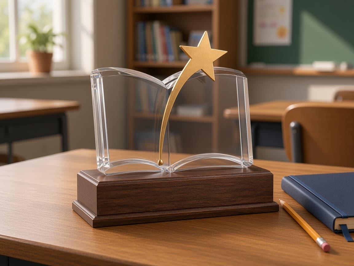 Student Achievement Award design concept beside everyday objects for scale